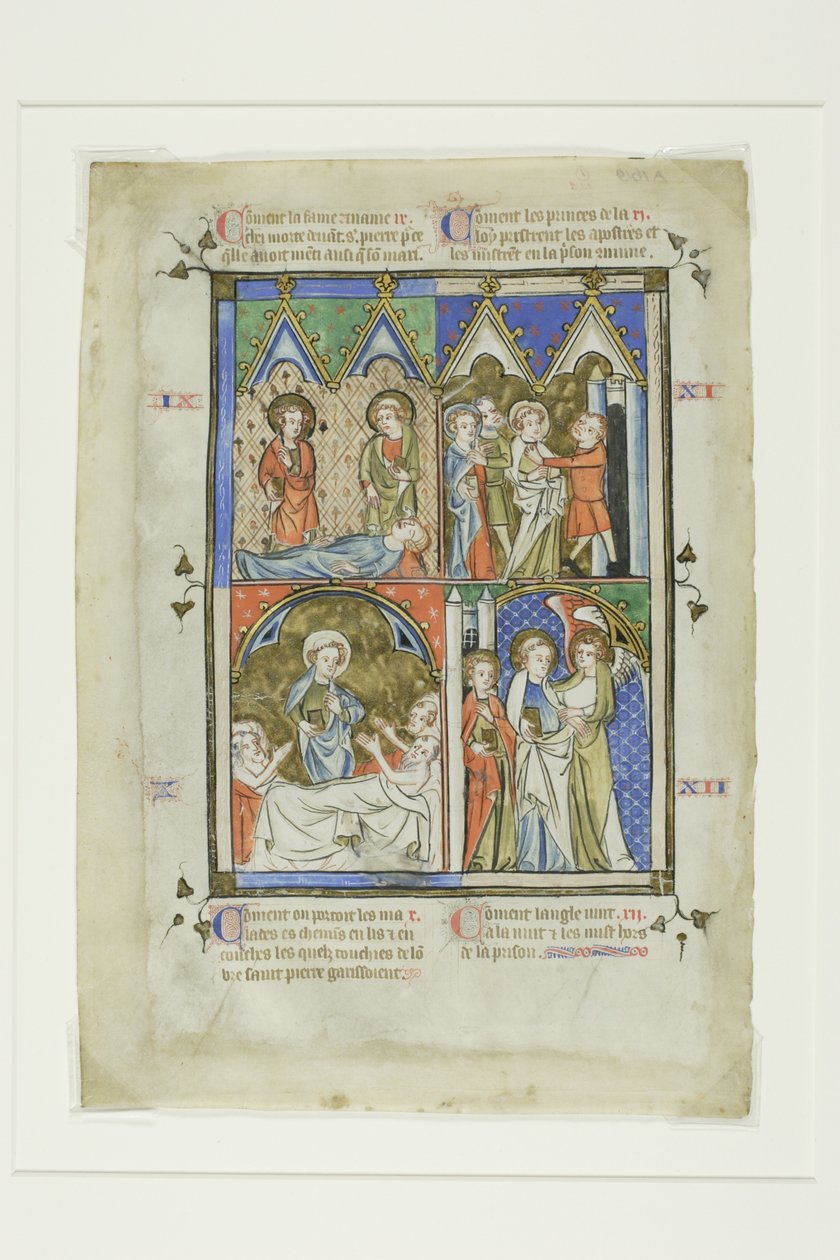 Cenas dos milagres de São Pedro, de uma Bible Historiale ou Novo Testamento Pictórico de Unknown artist