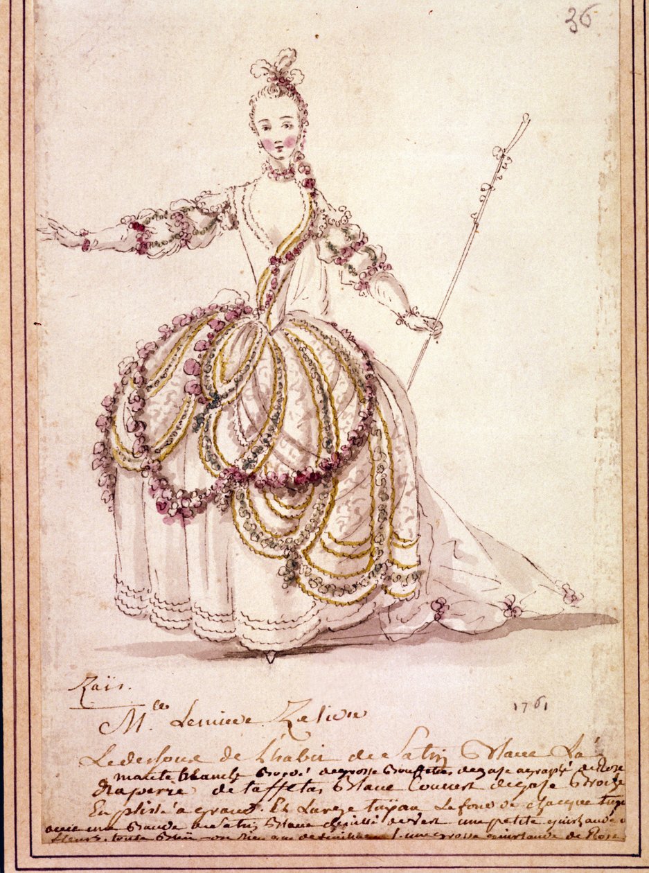 Cenografia: desenho do traje para a pastoral "Zais" de Jean Philippe (Jean-Philippe) Rameau (1683-1764) 1761. Aquarela. de Unknown artist