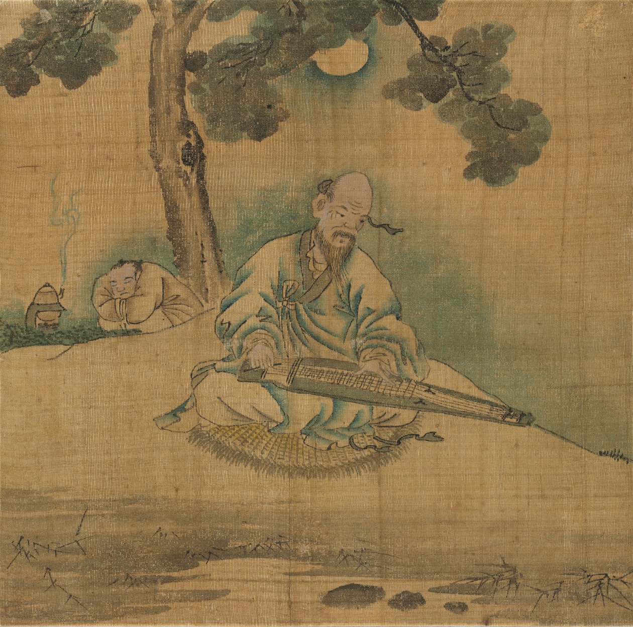 Erudito jogando um Qin de Unknown artist