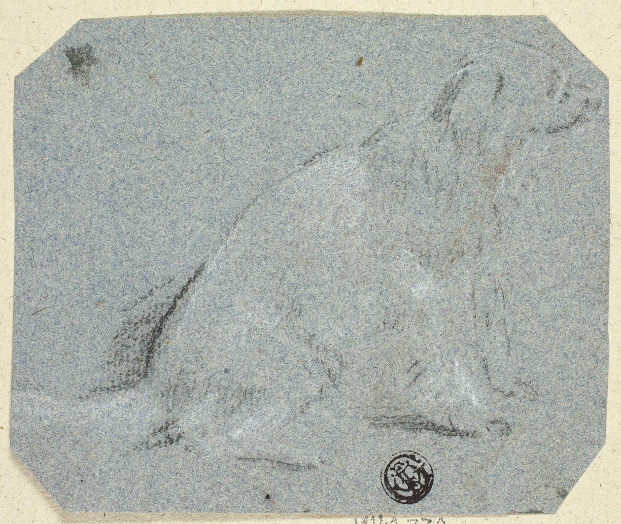 Cão sentado de perfil de Unknown artist
