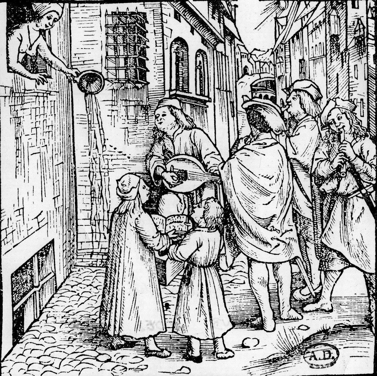 Serenade estudiantine (músicos), Bale, circa 1500 - gravura, Bibl. de Unknown artist