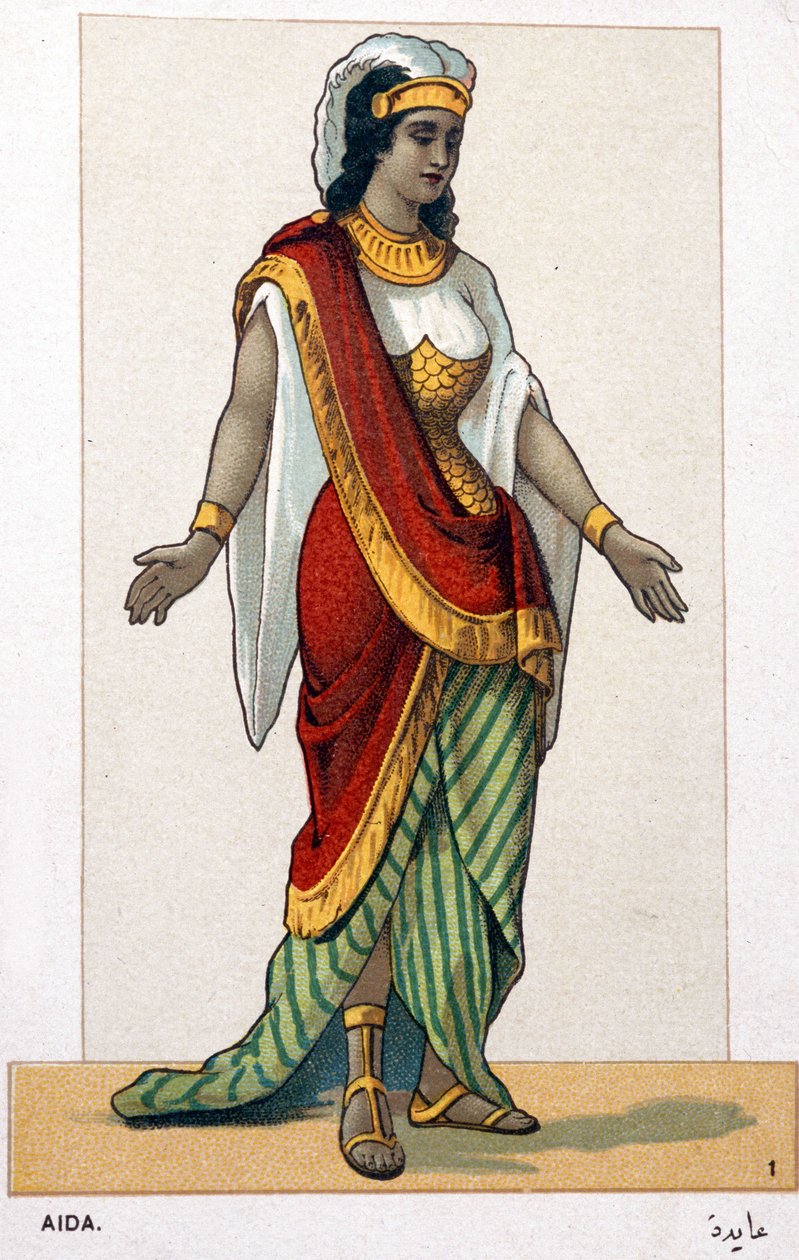 Série de cromolitógrafos de trajes de ópera por ocasião da primeira representação de Aida por Giuseppe Verdi: Aida. 1872 de Unknown artist