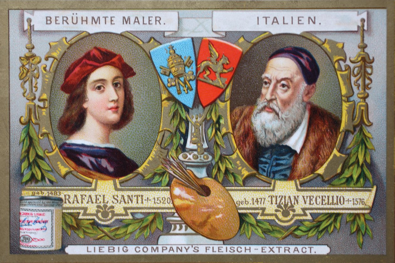 Série de pinturas de pintores famosos, Rafael Santi e Tiziano Vecellio, Itália de Unknown artist