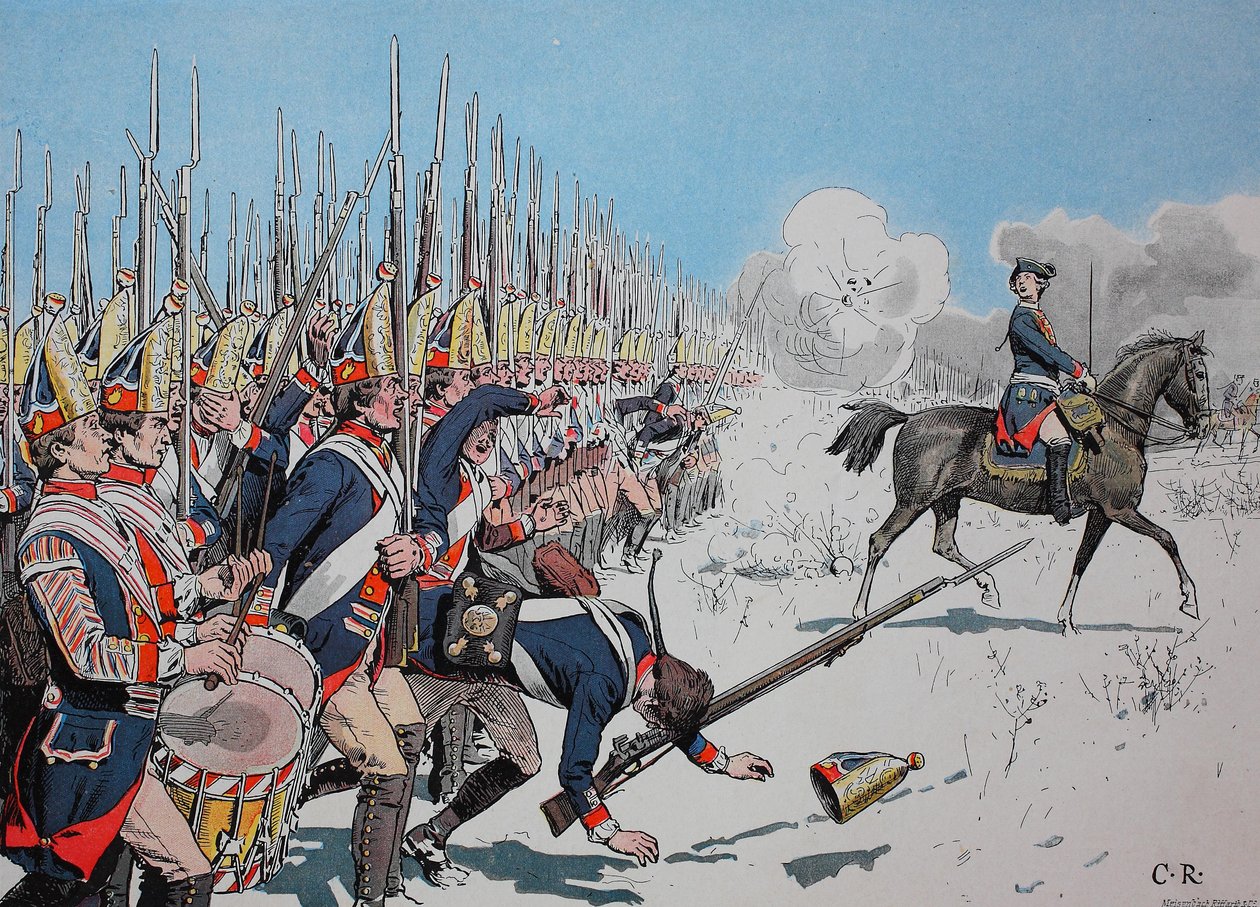 Guerra dos Sete Anos, entre 1756 e 1763, Batalha de Leuthen, 4 de Dezembro de 1757, tropas prussianas de Unknown artist