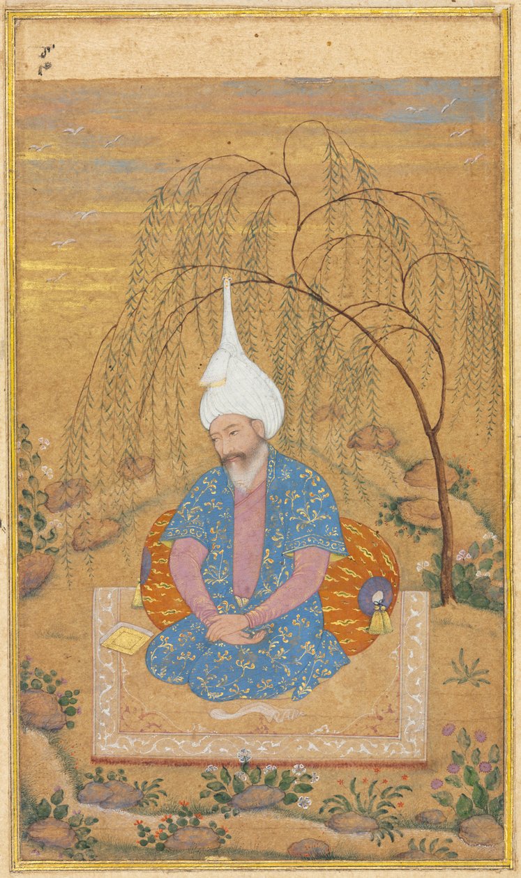 Shah Tahmasp I (1514-1576) sentado em uma paisagem de Unknown artist