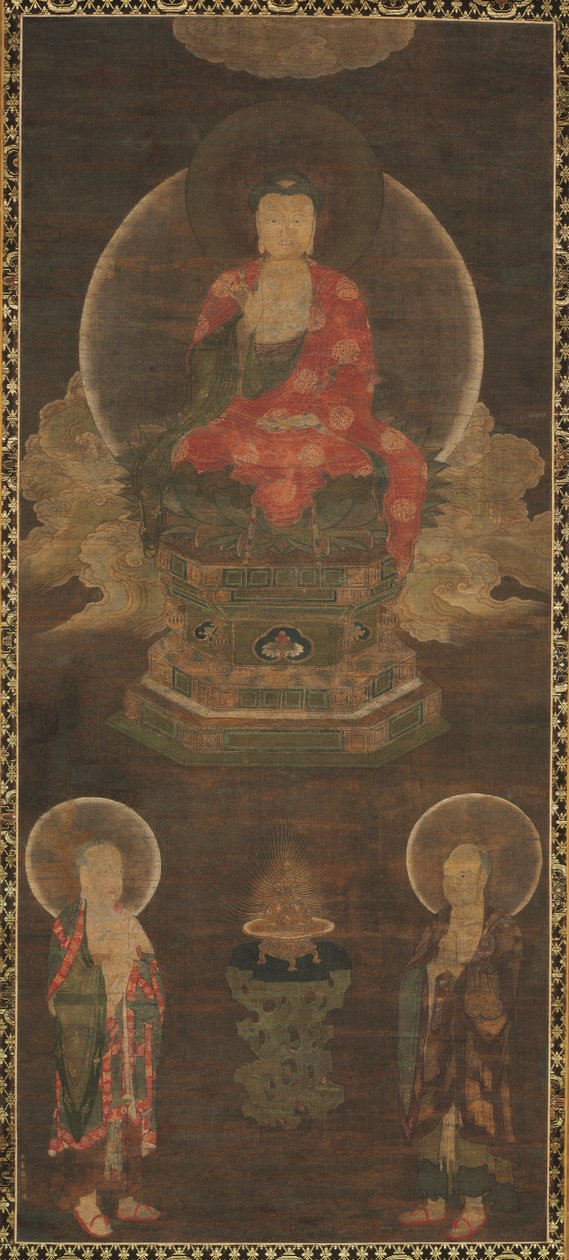 Tríade Shakyamuni: Buda atendido por Manjushri e Samantabhadra (Buda) de Unknown artist