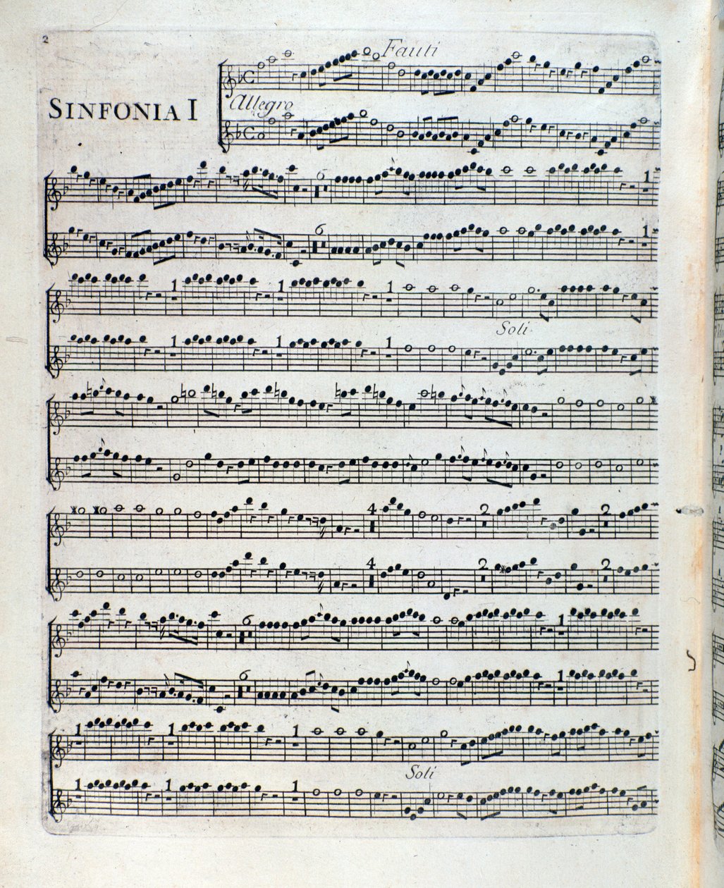 Música para a flauta na primeira sinfonia do Sei sinfonie a piu strumenti op. 5 por François Joseph Gossec de Unknown artist