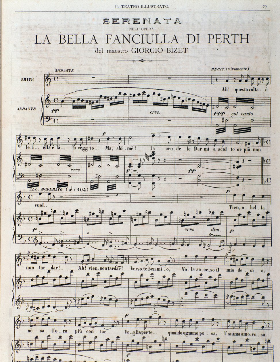 Página de música para "A bela camareira de Perth, ópera de Georges Bizet de Unknown artist