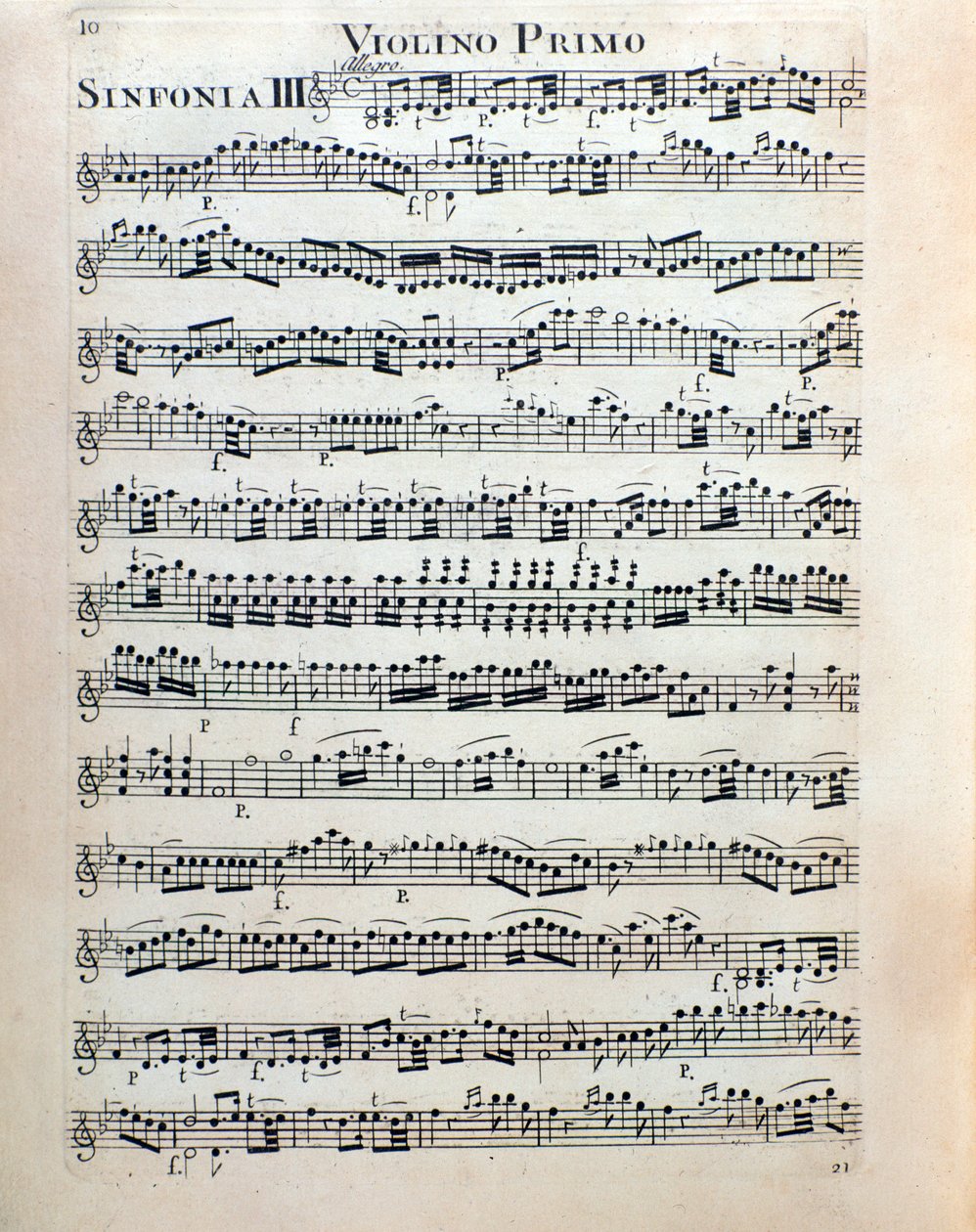 Página de música para violino da sinfonia n. 3 de Christian Cannabich de Unknown artist