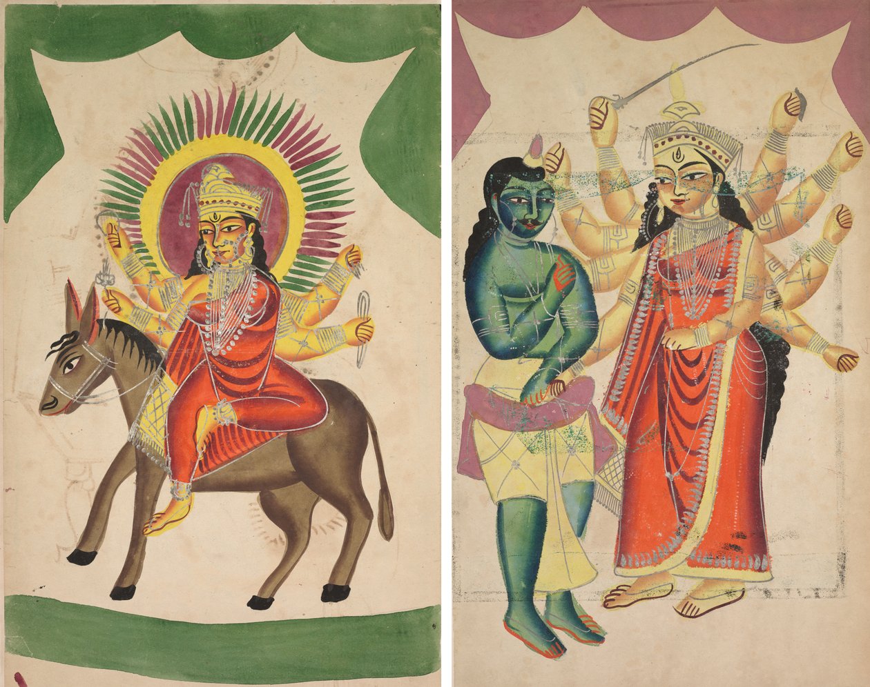 Sheetaladevi: A Deusa da Varíola (reto); Durga (verso) de Unknown artist