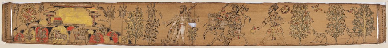 Shiva e seus seguidores retornam ao Monte Kailash (verso), de um romance de Chandrabhanu e Lavanyavati de Upendra Bhanja (1670–1740) de Unknown artist