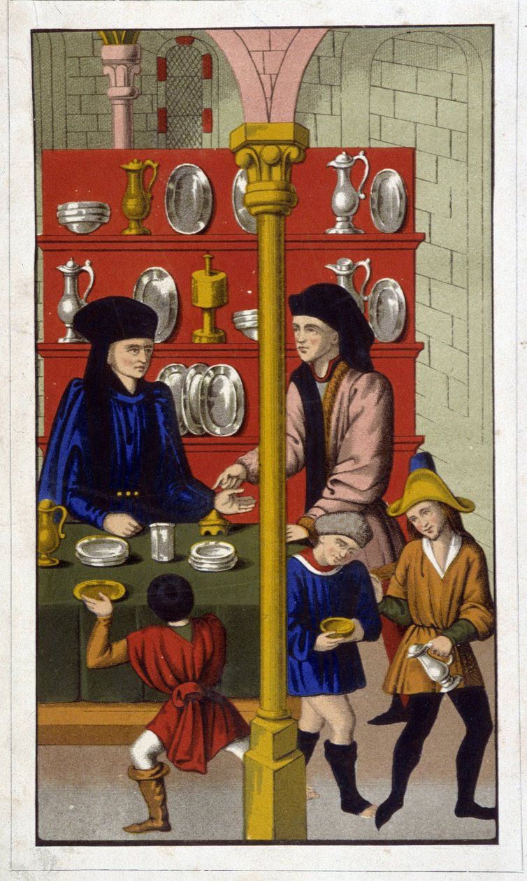 Loja de ourivesaria no século XV - Reprodução do século XIX depois do antigo doc. de Unknown artist