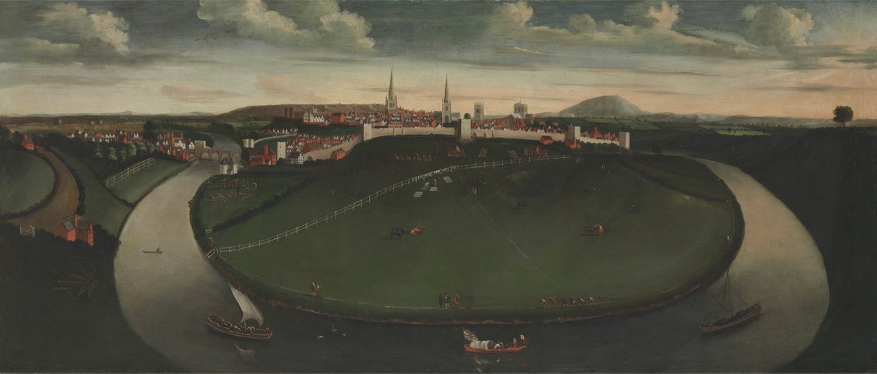 Shrewsbury e o rio Severn de Unknown artist