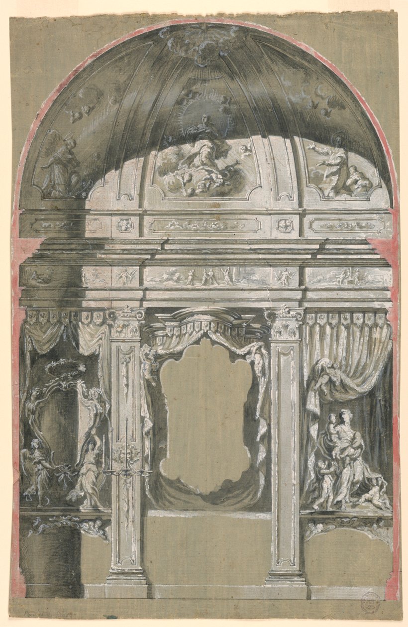 Capela Lateral, com Figuras da Caridade, da Virgem e dos Santos de Unknown artist