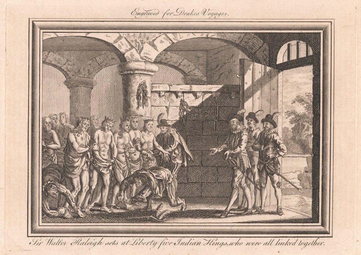 Sir Walter Raleigh encontra-se em Liberty Five Indian Kings, que estavam todos ligados entre si de Unknown artist
