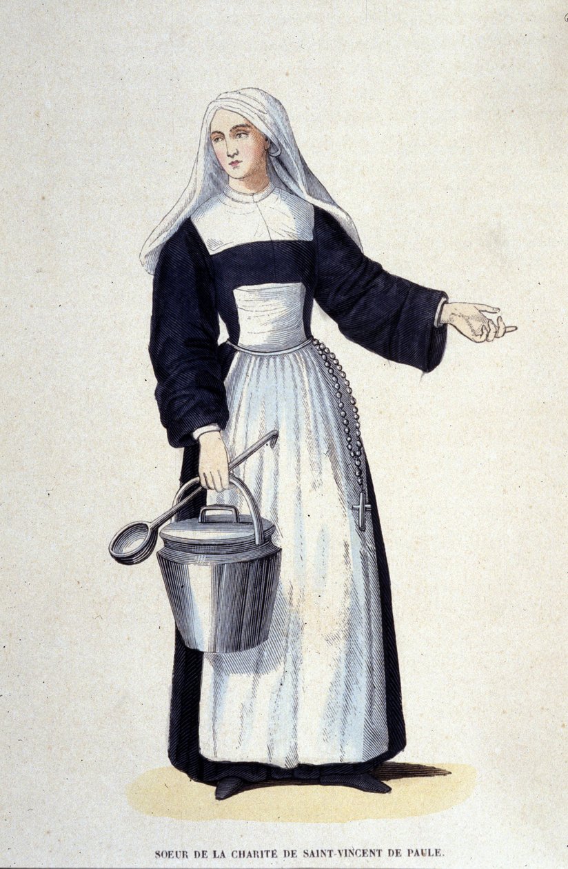 Irmã da Caridade de São Vicente de Paulo. Gravura de um álbum sobre ordens religiosas, Paris de Unknown artist
