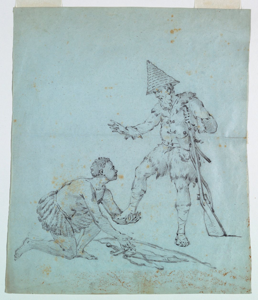 Esboço para impressão de algodão: Robinson Crusoe de Unknown artist