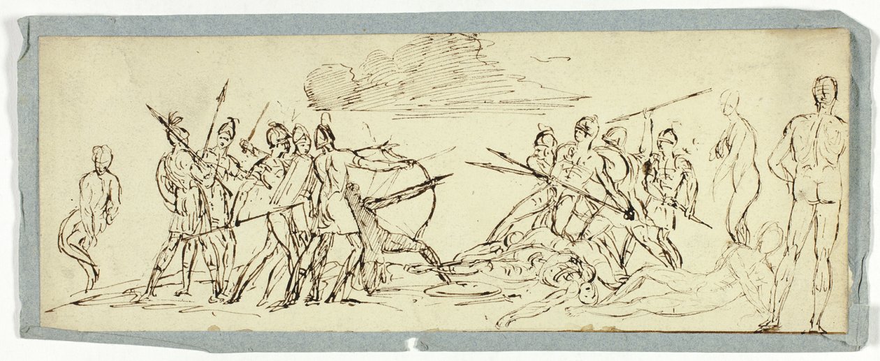 Esboço da Cena de Batalha (reto); Fragata (verso) de Unknown artist