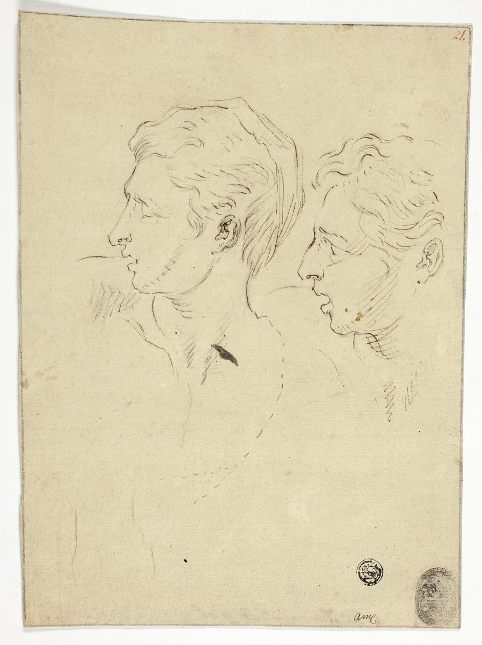 Esboço de dois homens virando à esquerda de Unknown artist