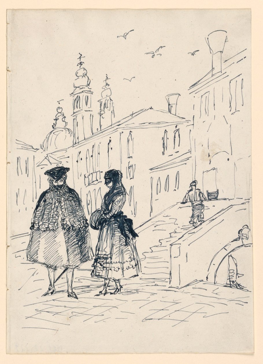 Esboço de uma cena de rua em Veneza de Unknown artist