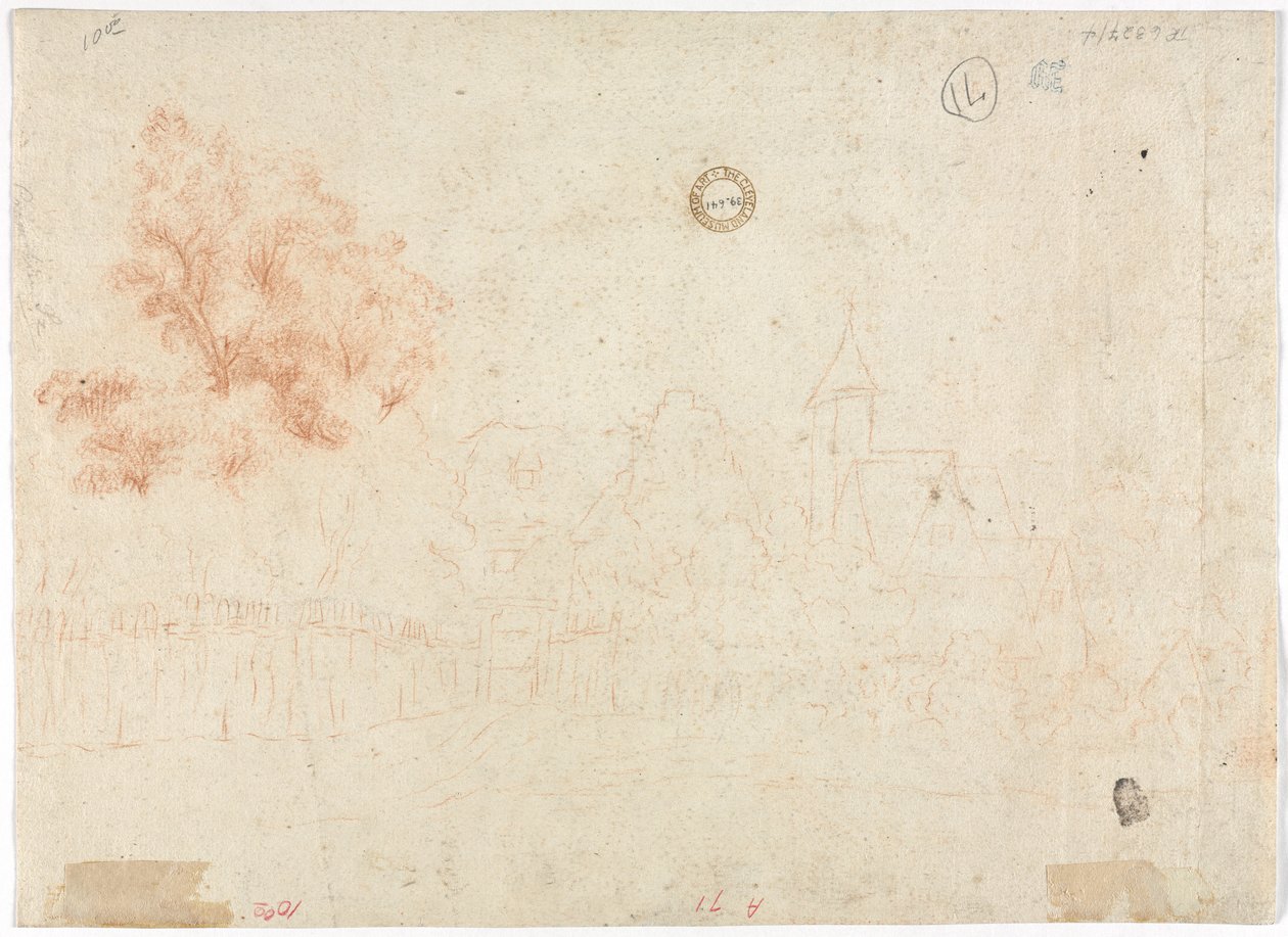 Esboço de uma Aldeia (verso) de Unknown artist