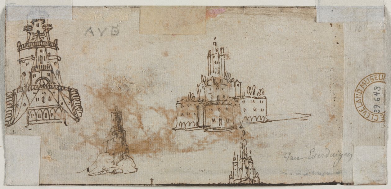 Esboços de Castelos (verso) de Unknown artist
