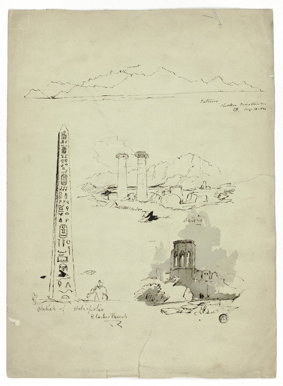 Esboços de Patmos, Sardes, Obelisco de Heliópolis de Unknown artist