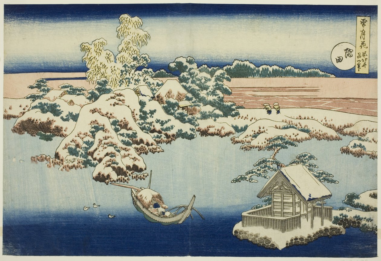 Neve no rio Sumida, da série Neve, Lua e Flores de Unknown artist