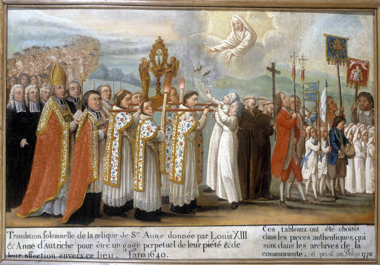 Tradução solene da relíquia de Santa Ana dada por Luís XIII e Ana da Áustria como penhor perpétuo da sua piedade e afecto por este lugar, no ano de 1640 - Ex-Voto de Sainte-Anne d