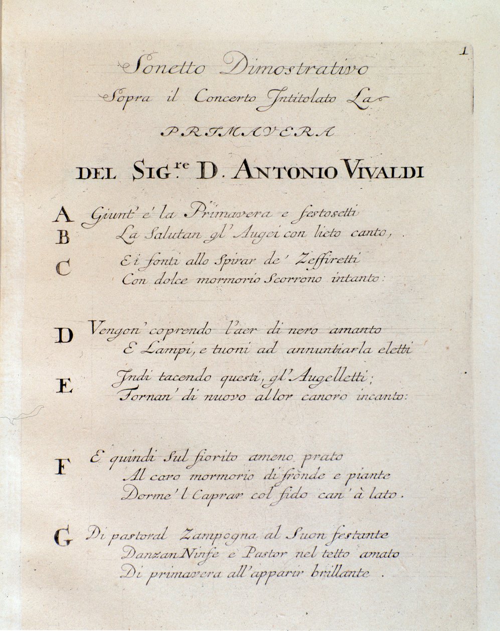 Sonet no início da Primavera (La primavera) concerto em Il cimento dell