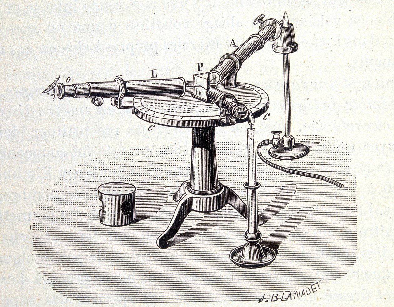 Espectroscópio Bunsen e Kirchoff - em "Physique populaire" de Emile Desbeaux, Flammarion de Unknown artist