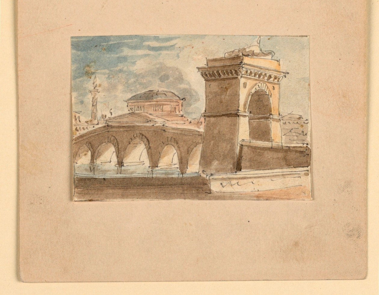 Design de palco, ponte sobre a água de Unknown artist