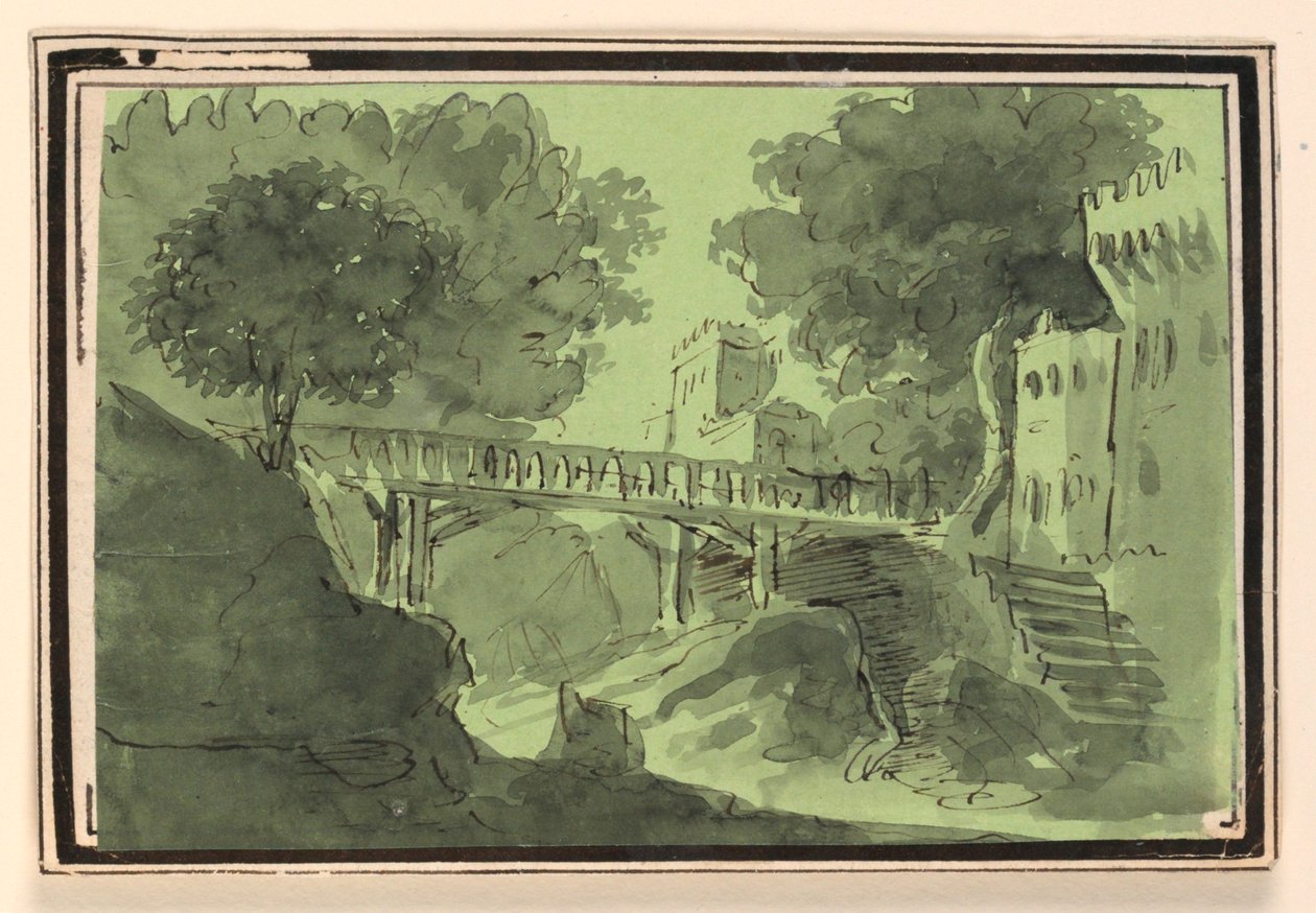 Design de palco, água de travessia de ponte de Unknown artist