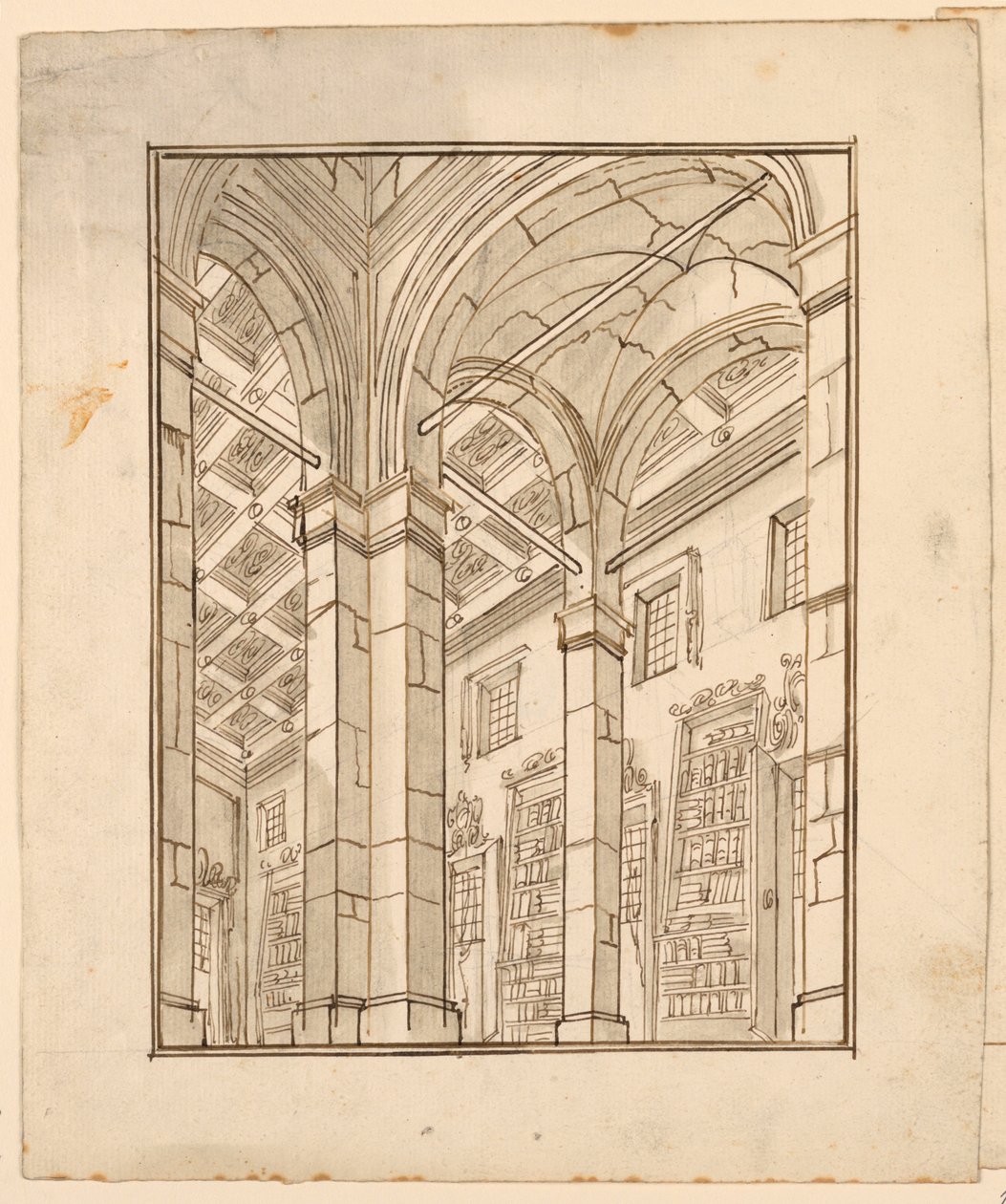 Cenário: Interior da Biblioteca com Arcos de Unknown artist