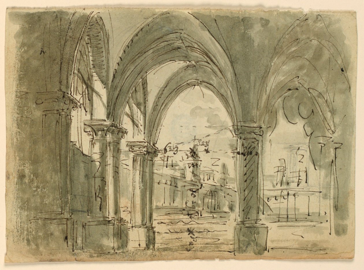 Cenário, Pórtico com Edifícios de Unknown artist