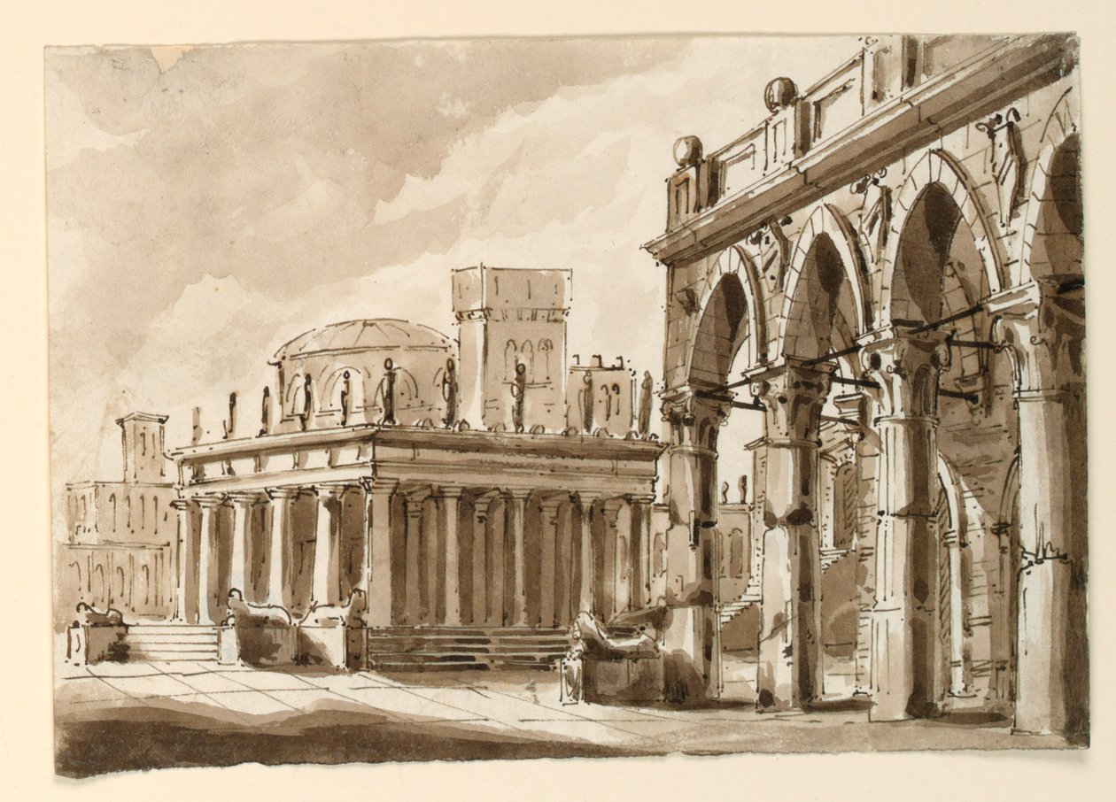 Cenário, Praça com Edifício Público de Unknown artist