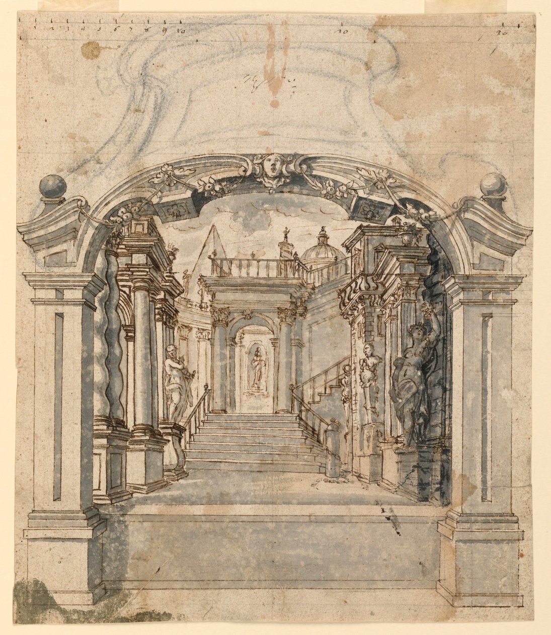 Cenário: Escadaria com Esculturas de Unknown artist