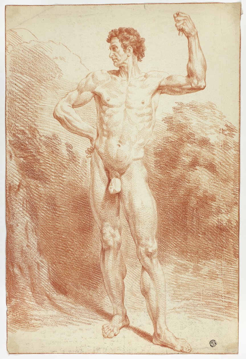Nu académico masculino em pé de Unknown artist