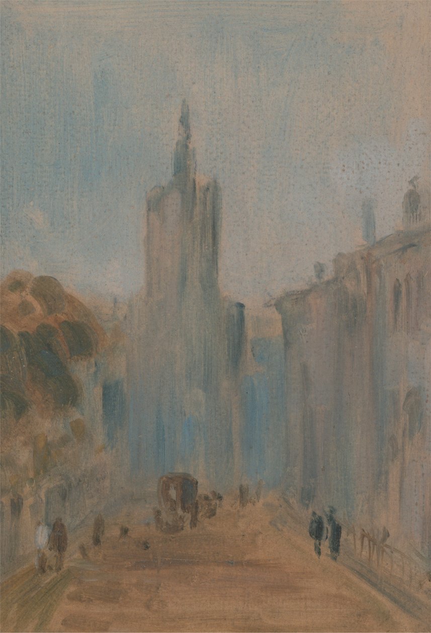 Rua com Igreja e Figuras de Unknown artist