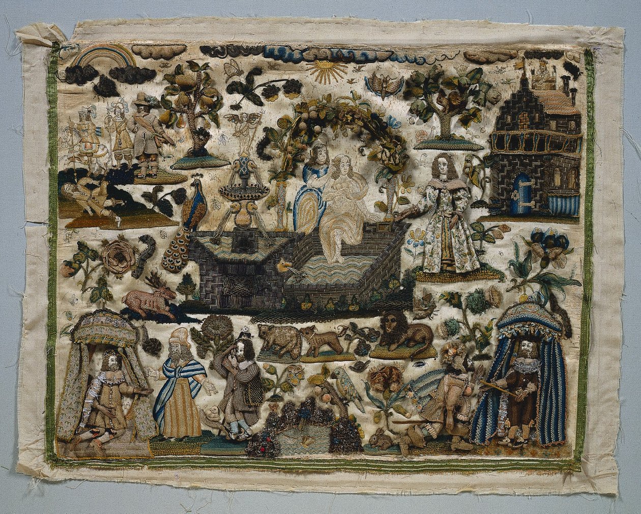Painel Stumpwork: História de Davi e Bate-Seba de Unknown artist