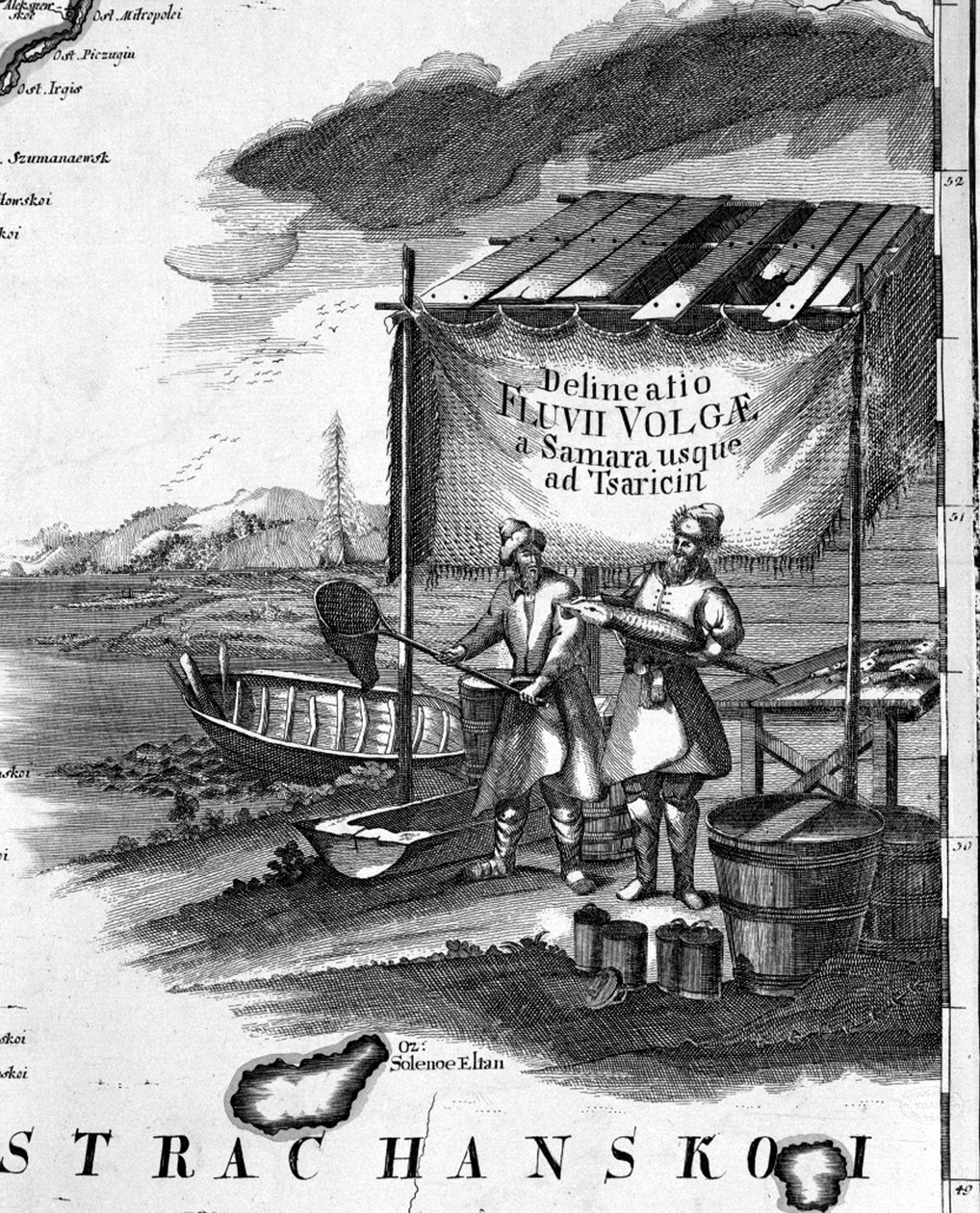 A pesca do Sturgeon no Volga, no século XVIII. de Unknown artist