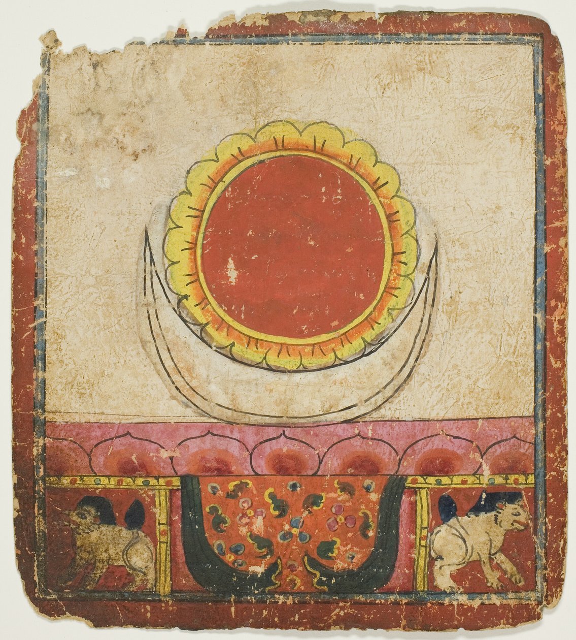 Sol, Lua e Lótus no trono de Leão, de um conjunto de cartas de iniciação (Tsakali) de Unknown artist