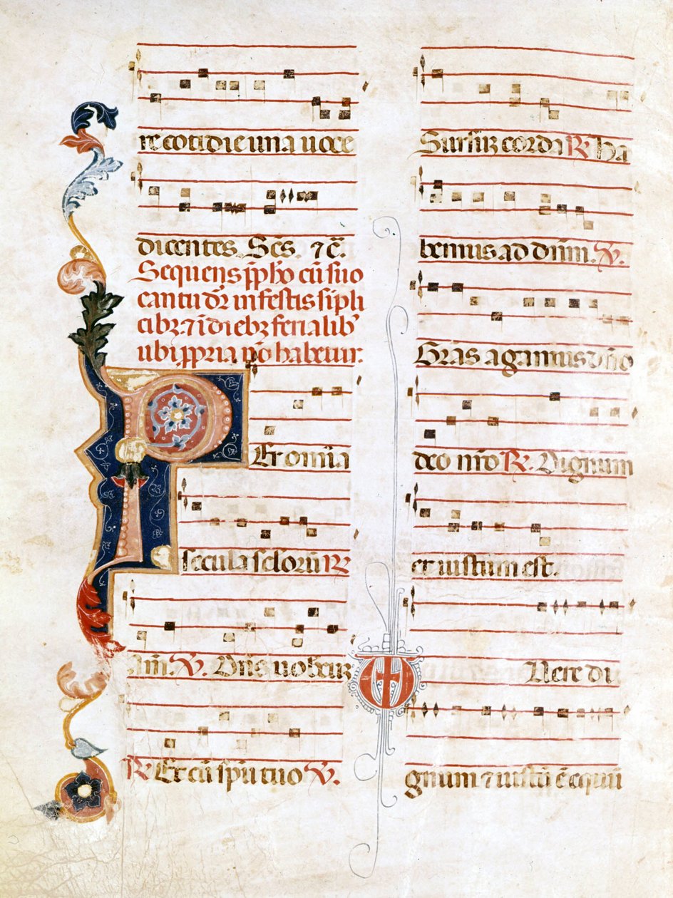 Sursum Corda, exemplo da notação do século XIV ("P"). de Unknown artist