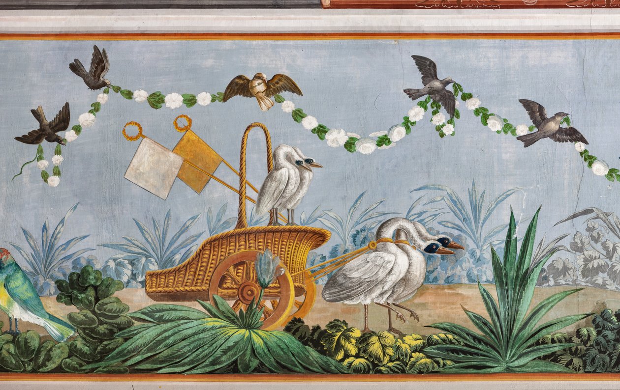 Cisnes e outros pássaros, detalhe de 3743687 (fresco) de Unknown artist