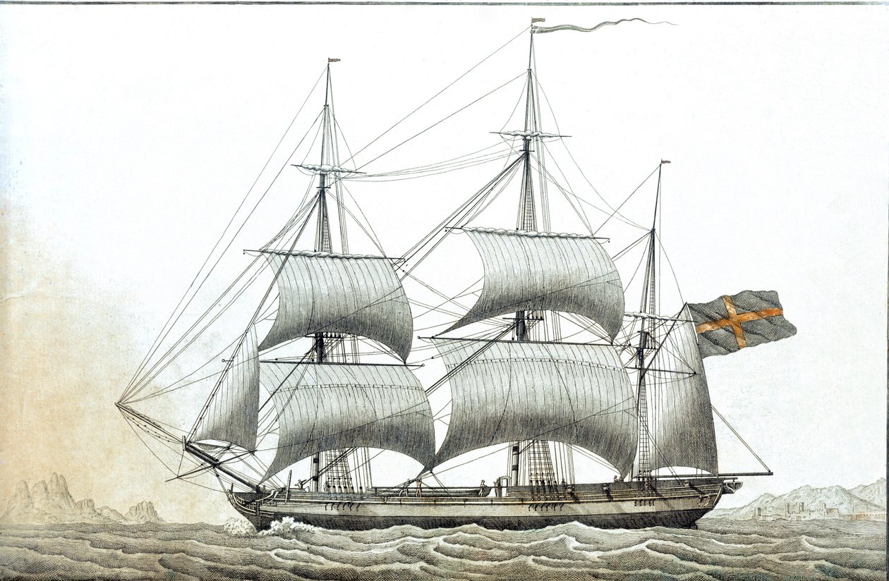 Navio mercante sueco (estampa do século XVIII) de Unknown artist
