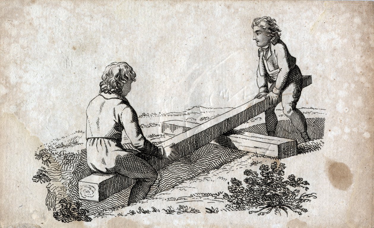 Swing: duas crianças em uma fita adesiva de bumbum gravada no final do século XVIII. Colecção privada. de Unknown artist