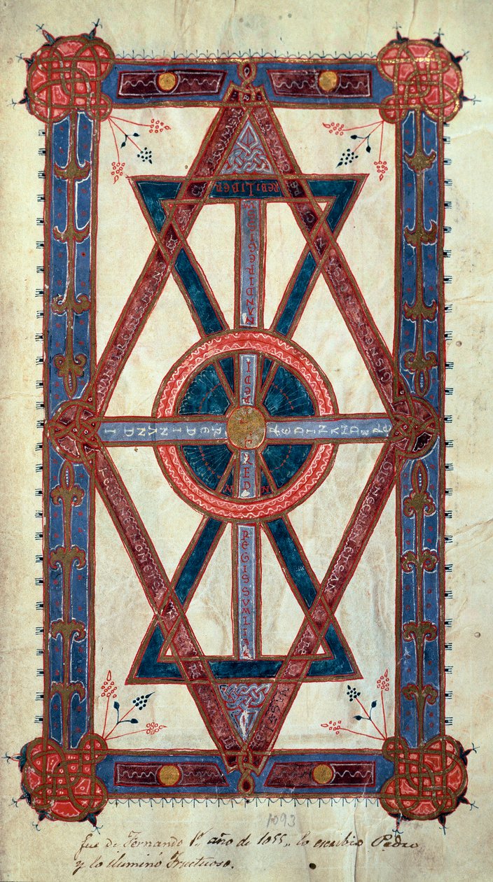 Representação simbólica de Cristo: "Ego sum Alpha et Omega, primus et novissimus" Página extraída do "Livro de Horas de Fernando I de León y Castilla de Unknown artist