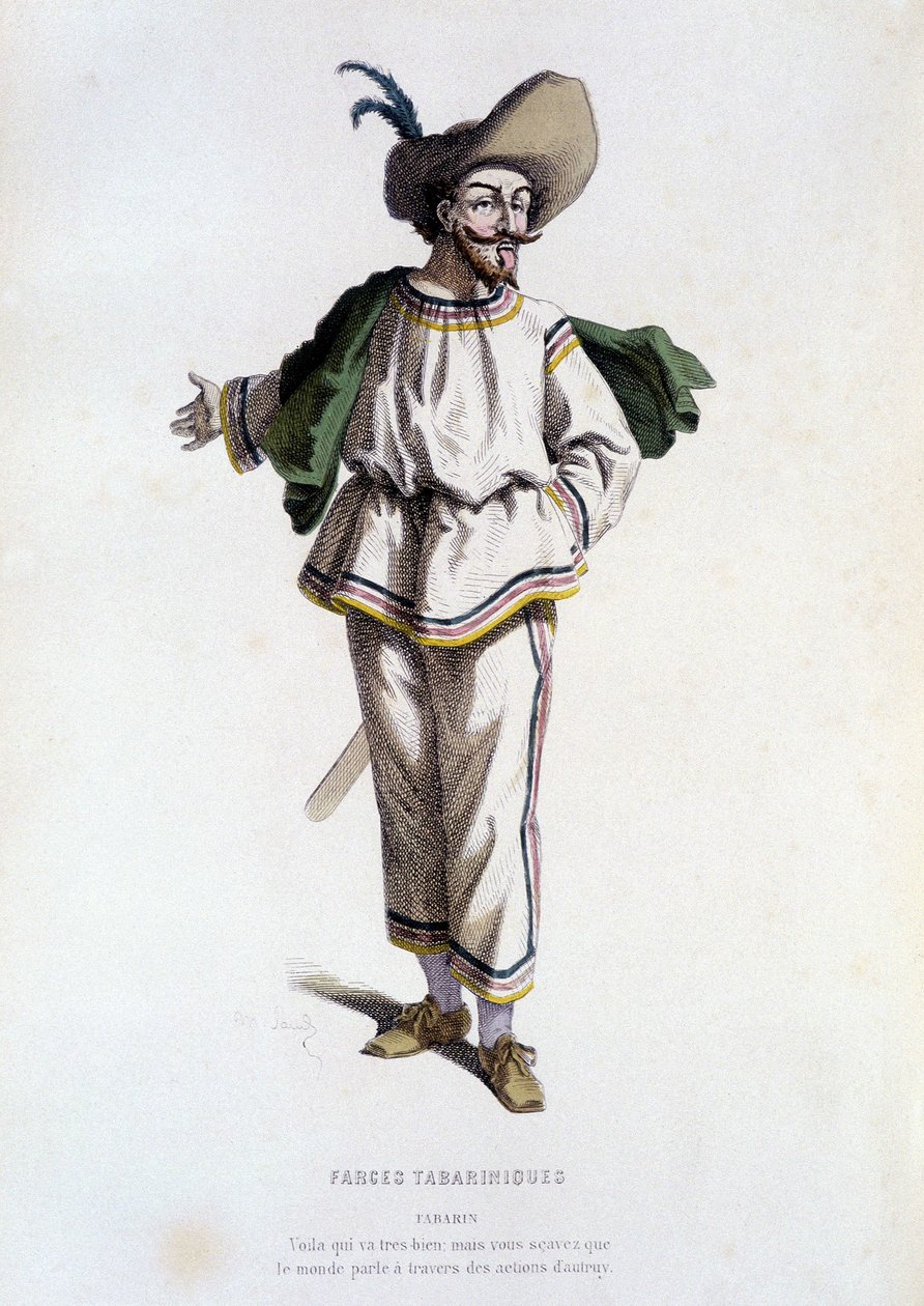 Tabarin, "personagem de Farces Tabariniques" (de Tabarin 1622), em "le theatre francais au 16 eme et 17 eme cecle, anterieures a Moliere" de Edouard Fournier. de Unknown artist