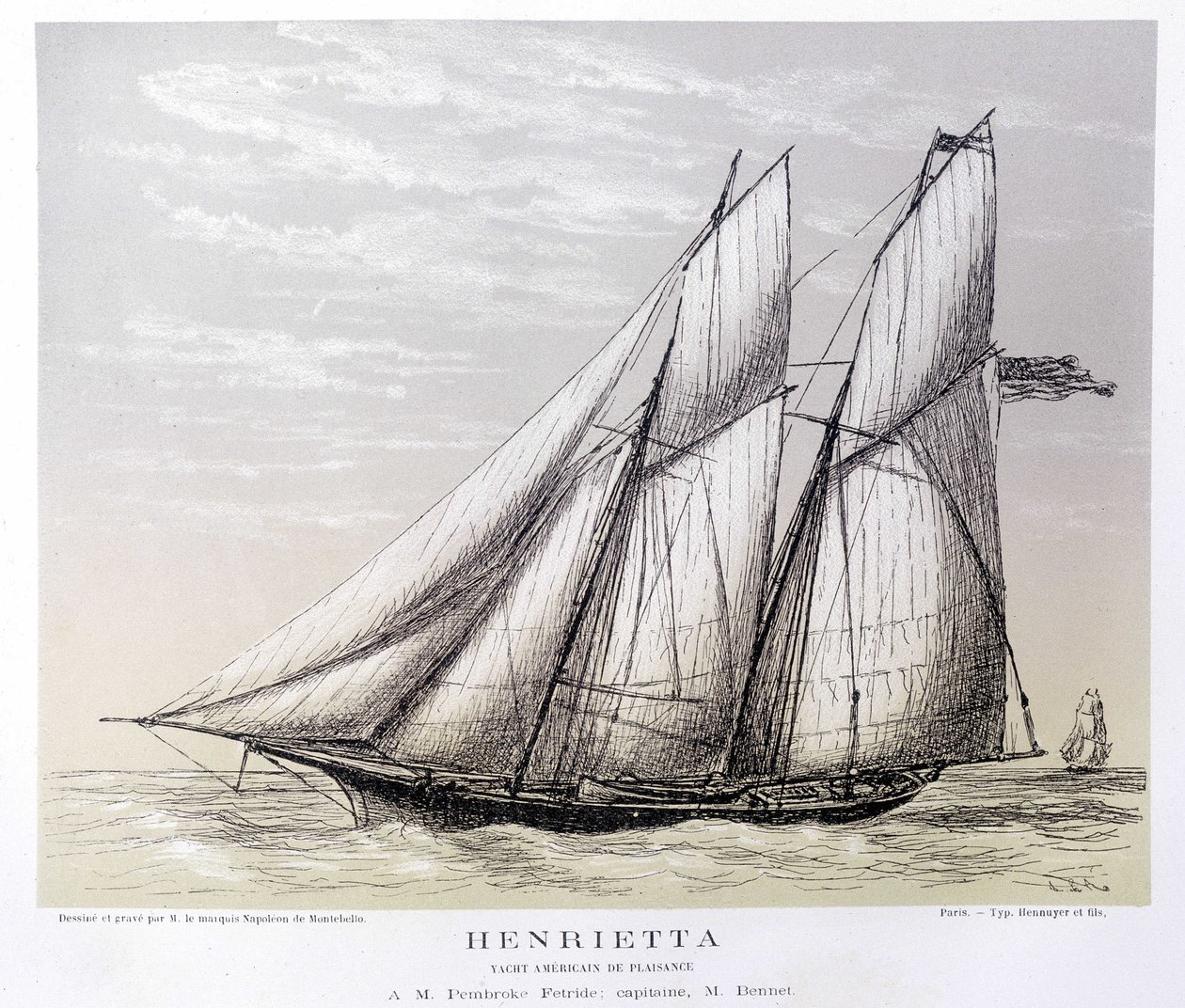 O Iate Americano Henrietta - em "The Centaur" (O Centauro) de Unknown artist