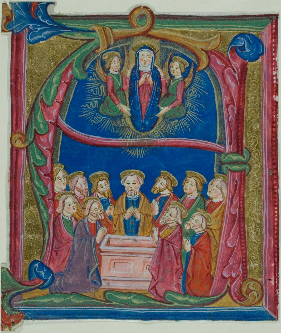 A Assunção da Virgem num "A" inicial historiado de uma Antifonária de Unknown artist